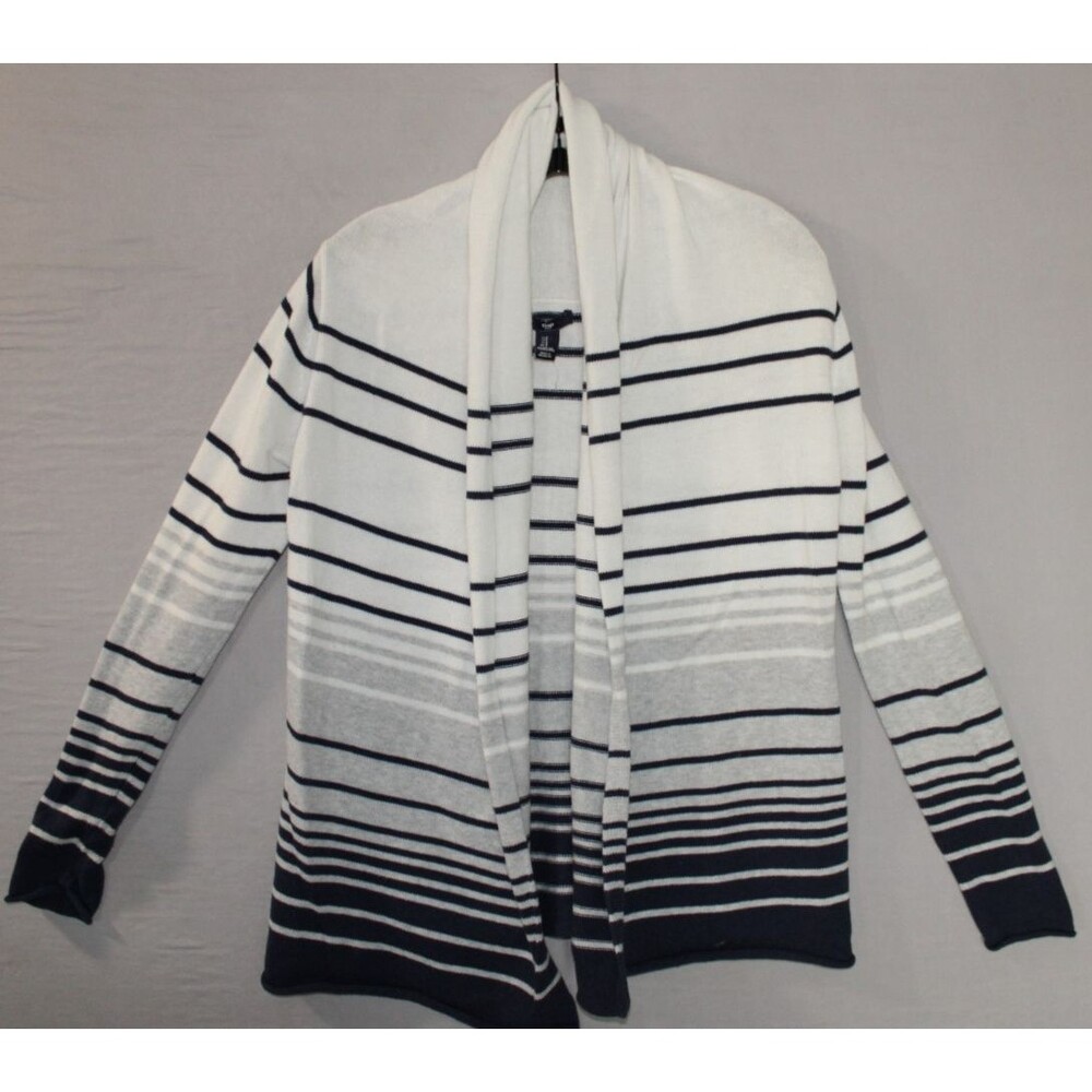 Gap Cardigan Oversized Sleeveless Sweater Medium Striped Open Comfy Cotton